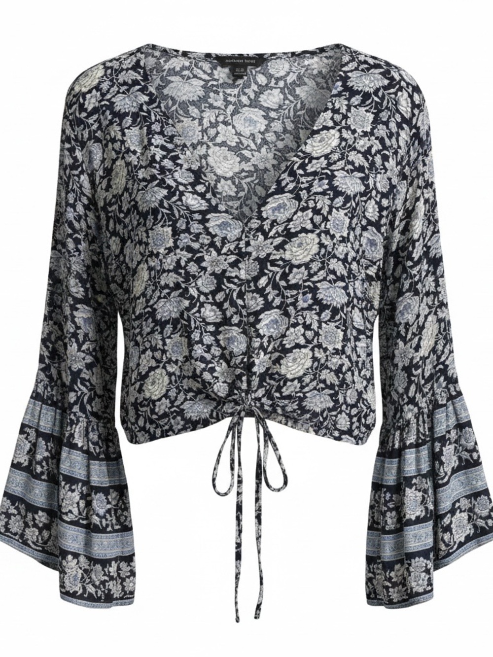 ⭐️ American Eagle -  Blue floral design Blouse with Flared sleeves. Size Small.